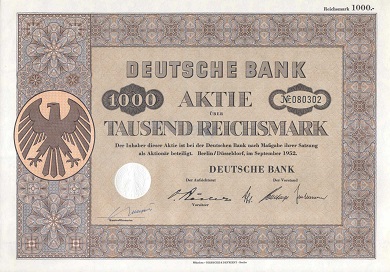Share_ Deutsche Bank Aktie 1952 (1000 RM)